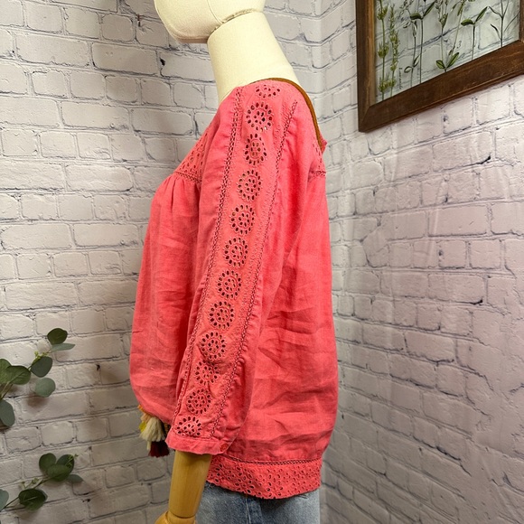 J.Crew 100% Linen Eyelet Blouse - Picture 2 of 6